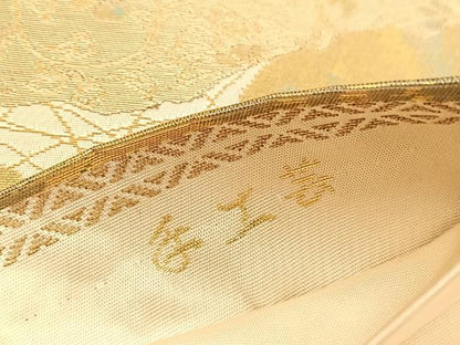 平和屋着物◎西陣 服部織物謹製 六通柄袋帯 こはく錦 手工芸 京名所風景文 金糸 正絹 逸品 BAAV5231hv
