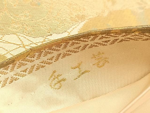 平和屋着物◎西陣 服部織物謹製 六通柄袋帯 こはく錦 手工芸 京名所風景文 金糸 正絹 逸品 BAAV5231hv