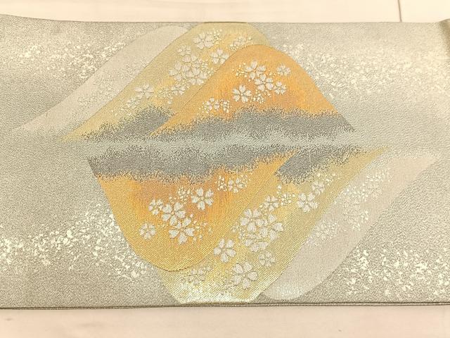 平和屋着物◎六通柄袋帯　綴れ　山桜立波文　金銀糸　正絹　逸品　BAAV5278hv