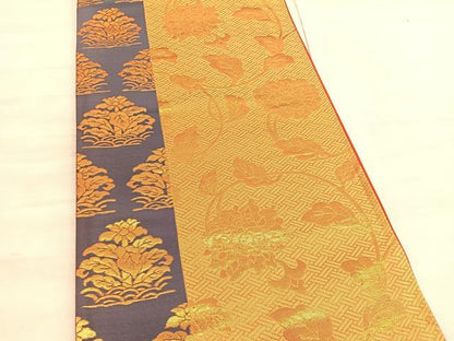 平和屋着物◎六通柄袋帯　花唐草文　金糸　正絹　逸品　BAAV5284hv