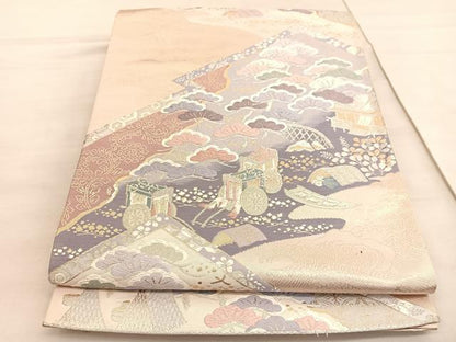 平和屋着物◎六通柄袋帯　唐織　吉祥萬代　金糸　正絹　逸品　BAAV5290hv