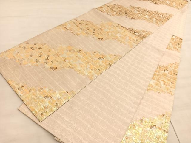 平和屋着物◎六通柄袋帯　石壁文様　金銀糸　正絹　逸品　BAAV5298hv