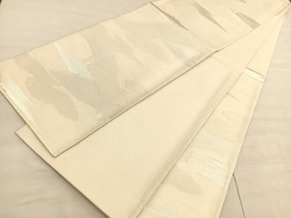 平和屋着物◎六通柄袋帯　雲取り渡橋文　銀糸　正絹　逸品　BAAV5321hv