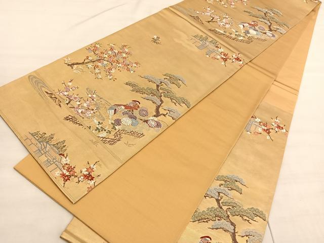 平和屋着物◎六通柄袋帯　唐織　尋島陽映文　金糸　引箔　正絹　逸品　BAAV5329hv