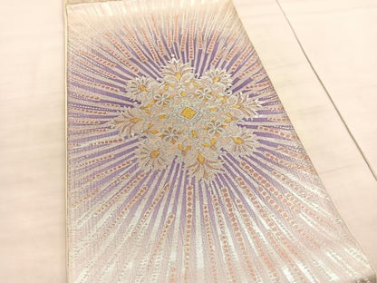 平和屋着物◎六通柄袋帯　飾花文　金銀糸　三越扱い　正絹　逸品　BAAV5337hv
