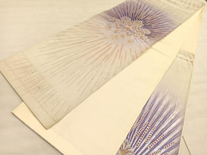 平和屋着物◎六通柄袋帯　飾花文　金銀糸　三越扱い　正絹　逸品　BAAV5337hv