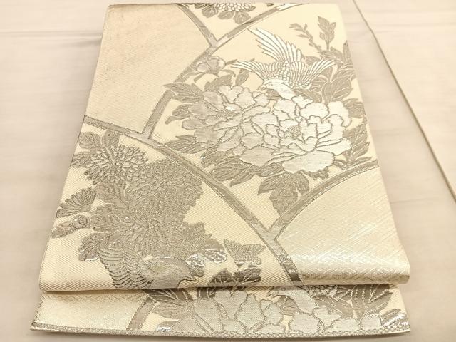 平和屋着物◎六通柄袋帯　花鳥文　純プラチナ二重箔　正絹　逸品　BAAV5339hv