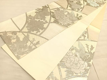 平和屋着物◎六通柄袋帯　花鳥文　純プラチナ二重箔　正絹　逸品　BAAV5339hv