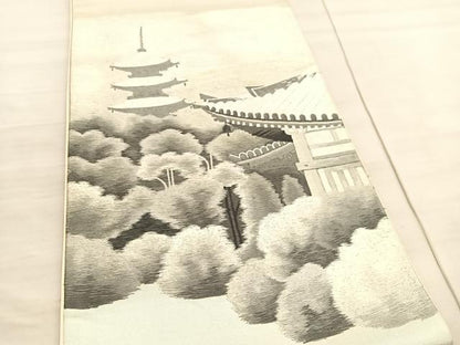 平和屋着物▼太鼓柄袋帯　作家物　総刺繍　東寺　引箔　正絹　逸品　BAAV5347hv