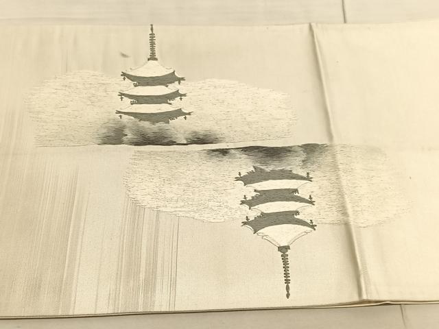 平和屋着物▼太鼓柄袋帯　作家物　総刺繍　東寺　引箔　正絹　逸品　BAAV5347hv