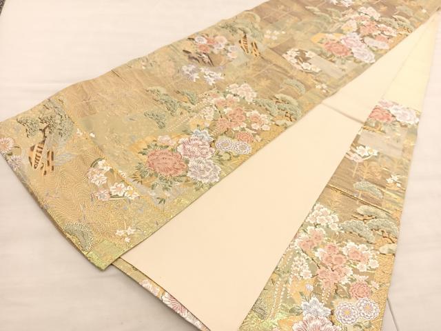平和屋着物▼六通柄袋帯　唐織　圧巻秀鳳文様　金糸　正絹　逸品　BAAV5348hv