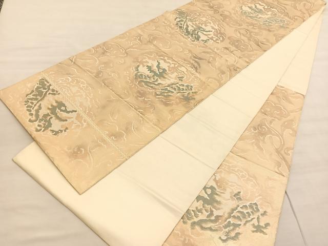 平和屋着物●西陣 服部織物謹製 六通柄袋帯 こはく錦 龍 金糸 正絹 逸品 BAAV5349hv