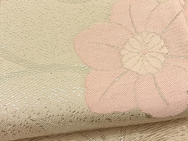 平和屋着物＊夏物 西陣 六通柄袋帯 草花文 銀糸 正絹 逸品 BAAV5367hv