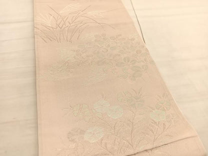 平和屋着物＊夏物 六通柄袋帯 秋草文 銀糸 正絹 逸品 BAAV5369hv
