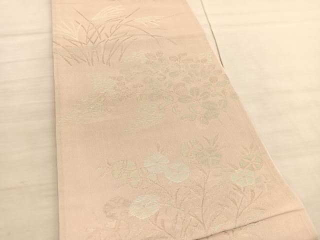 平和屋着物＊夏物 六通柄袋帯 秋草文 銀糸 正絹 逸品 BAAV5369hv