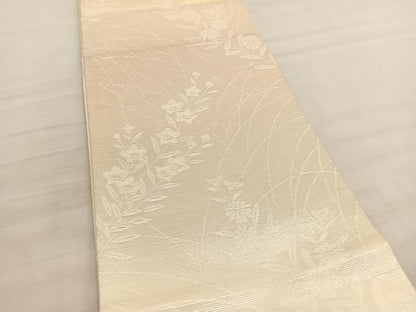 平和屋着物＊夏物 六通柄袋帯 草花文 銀糸 正絹 逸品 BAAV5370hv