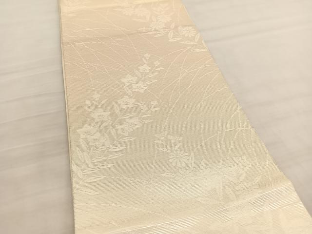 平和屋着物＊夏物 六通柄袋帯 草花文 銀糸 正絹 逸品 BAAV5370hv