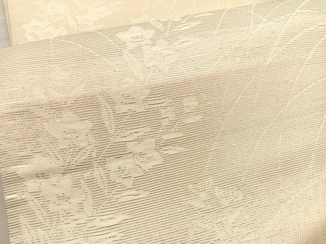 平和屋着物＊夏物 六通柄袋帯 草花文 銀糸 正絹 逸品 BAAV5370hv