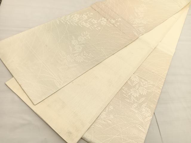 平和屋着物＊夏物 六通柄袋帯 草花文 銀糸 正絹 逸品 BAAV5370hv