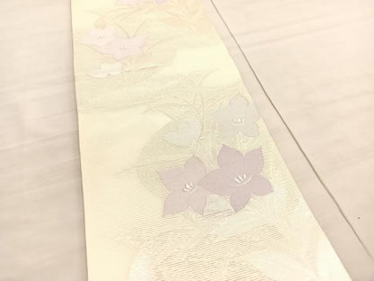 平和屋着物＊夏物　六通柄袋帯　桔梗　銀糸　正絹　逸品　BAAV5376hv