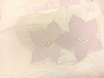 平和屋着物＊夏物　六通柄袋帯　桔梗　銀糸　正絹　逸品　BAAV5376hv