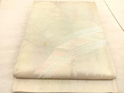 平和屋着物＊夏物 六通柄袋帯 渡橋流水文 銀糸 正絹 逸品 BAAV5382hv