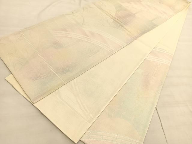 平和屋着物＊夏物 六通柄袋帯 渡橋流水文 銀糸 正絹 逸品 BAAV5382hv