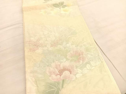 平和屋着物＊夏物 六通柄袋帯 唐織 草花文 金銀糸 正絹 逸品 BAAV5385hv