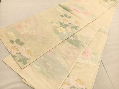 平和屋着物＊夏物 六通柄袋帯 唐織 草花文 金銀糸 正絹 逸品 BAAV5385hv