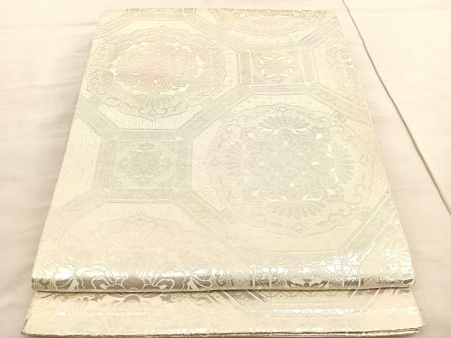 平和屋着物◎六通柄袋帯　蜀甲鏡裏　銀糸　やまとオリジナル　正絹　逸品　BAAV5418hv