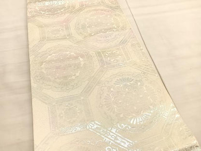 平和屋着物◎六通柄袋帯　蜀甲鏡裏　銀糸　やまとオリジナル　正絹　逸品　BAAV5418hv