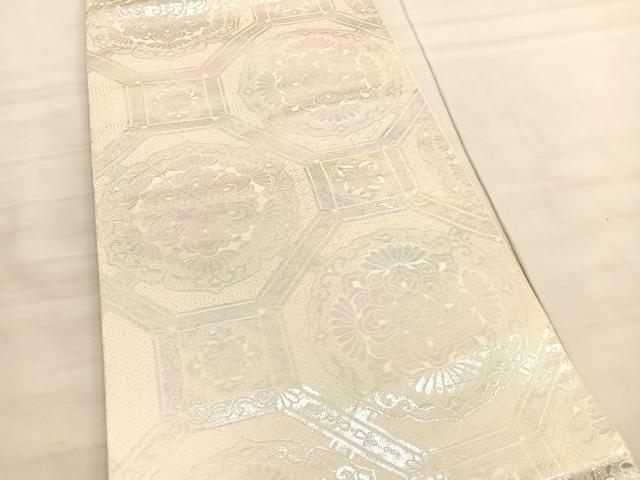 平和屋着物◎六通柄袋帯　蜀甲鏡裏　銀糸　やまとオリジナル　正絹　逸品　BAAV5418hv