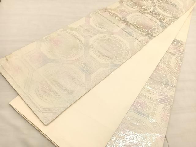 平和屋着物◎六通柄袋帯　蜀甲鏡裏　銀糸　やまとオリジナル　正絹　逸品　BAAV5418hv