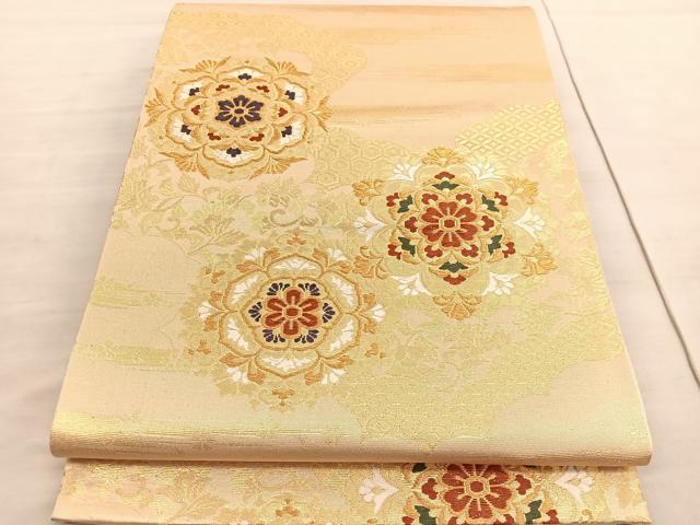 平和屋着物◎西陣　六通柄袋帯　唐織　宝相華　金糸　正絹　逸品　BAAV5449hv