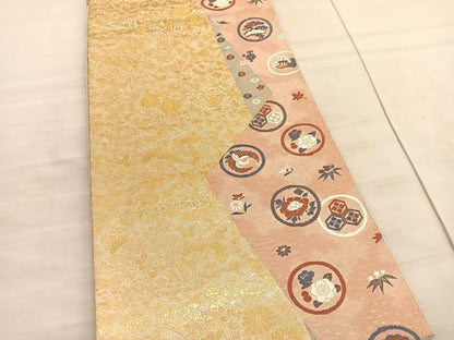 平和屋着物◎六通柄袋帯　唐織　九百別織　蒔絵金繍文　金銀糸　正絹　逸品　BAAV5456hv