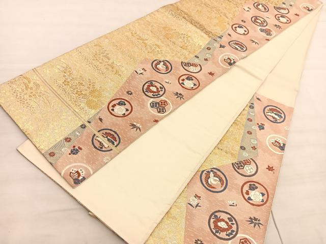 平和屋着物◎六通柄袋帯　唐織　九百別織　蒔絵金繍文　金銀糸　正絹　逸品　BAAV5456hv