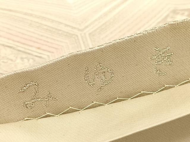 平和屋着物◎六通柄袋帯　唐織　みゆき　亀甲花唐草文　銀糸　正絹　逸品　BAAV5457hv