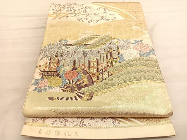 平和屋着物◎六通柄袋帯 唐織 古都祭礼文 金糸 正絹 逸品 BAAV5505hv
