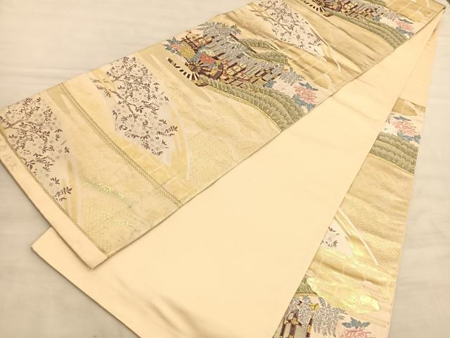 平和屋着物◎六通柄袋帯 唐織 古都祭礼文 金糸 正絹 逸品 BAAV5505hv