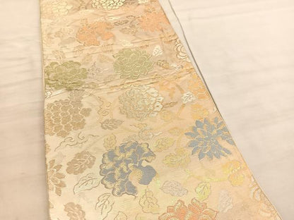 平和屋着物◎西陣 六通柄袋帯 唐織 更紗花唐草文 金銀糸 正絹 逸品 BAAV5522hv
