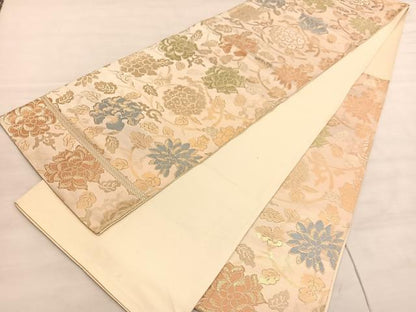 平和屋着物◎西陣 六通柄袋帯 唐織 更紗花唐草文 金銀糸 正絹 逸品 BAAV5522hv