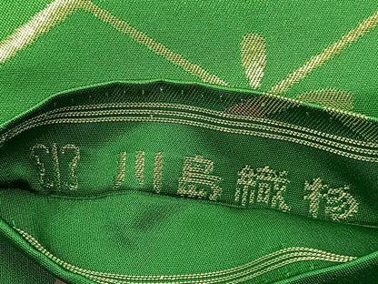 平和屋着物◎西陣　川島織物　九寸名古屋帯　花菱文　金糸　正絹　逸品　BAAV5555hv