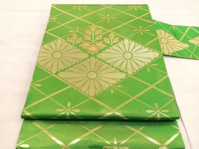 平和屋着物◎西陣　川島織物　九寸名古屋帯　花菱文　金糸　正絹　逸品　BAAV5555hv