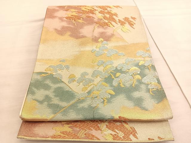 平和屋着物◎六通柄袋帯 松遠山文 金銀糸 正絹 逸品 BAAV5620hv