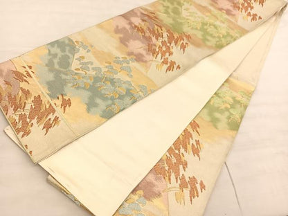 平和屋着物◎六通柄袋帯 松遠山文 金銀糸 正絹 逸品 BAAV5620hv