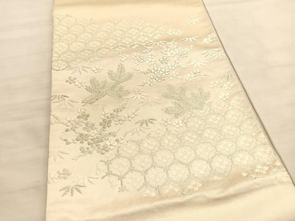 平和屋着物◎西陣 太鼓柄袋帯 唐織 松竹梅 銀糸 正絹 逸品 BAAV5647hv