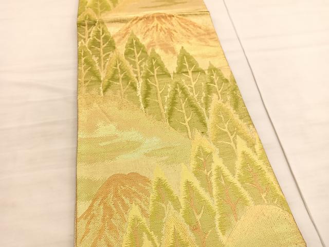 平和屋着物◎佐賀錦　六通柄袋帯　遠山樹林文　金糸　正絹　逸品　BAAV5652hv