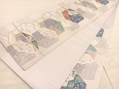 平和屋着物◎六通柄袋帯　唐織　長寿重畳文　金銀糸　正絹　逸品　BAAV5655hv