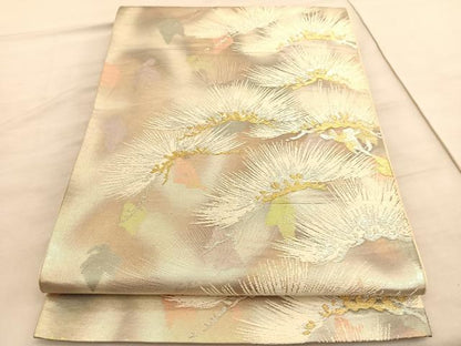 平和屋着物◎六通柄袋帯　唐織　古都の四季　松　金銀糸　正絹　逸品　BAAV5656hv