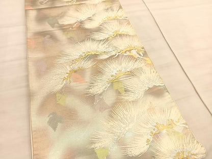 平和屋着物◎六通柄袋帯　唐織　古都の四季　松　金銀糸　正絹　逸品　BAAV5656hv